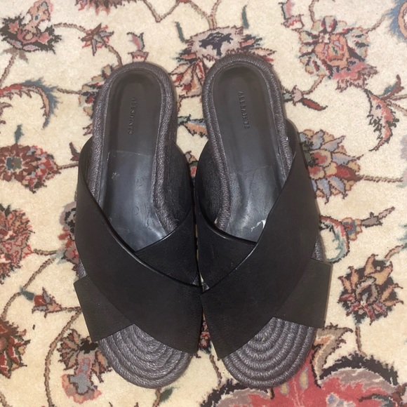 All Saints | NWOB Black Leather Platform Sandals - Picture 6 of 11